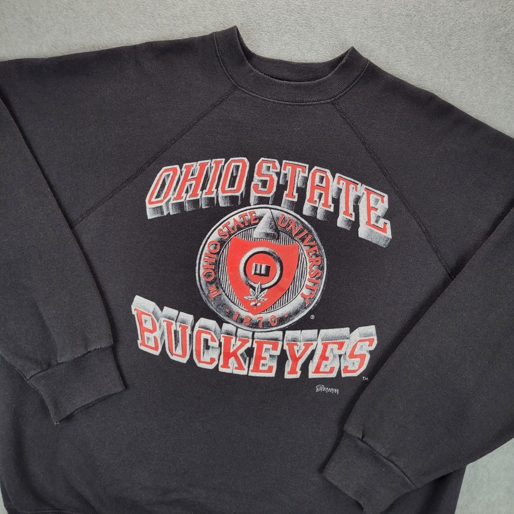 Vintage Ohio State‎ Buckeyes 3D Crest Sweatshirt Mens XL USA Raglan 90s